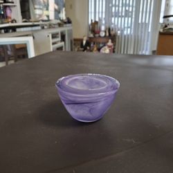 Vintage Partylite Gorgeous Heavy Glass Purple Swirl Votive Candle Holder 2"H