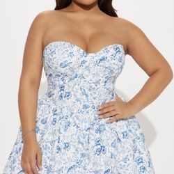 Fashion nova blue /white Dress