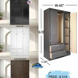 Tall XL  Large Grey Closet with Shelves (( Colors Available
