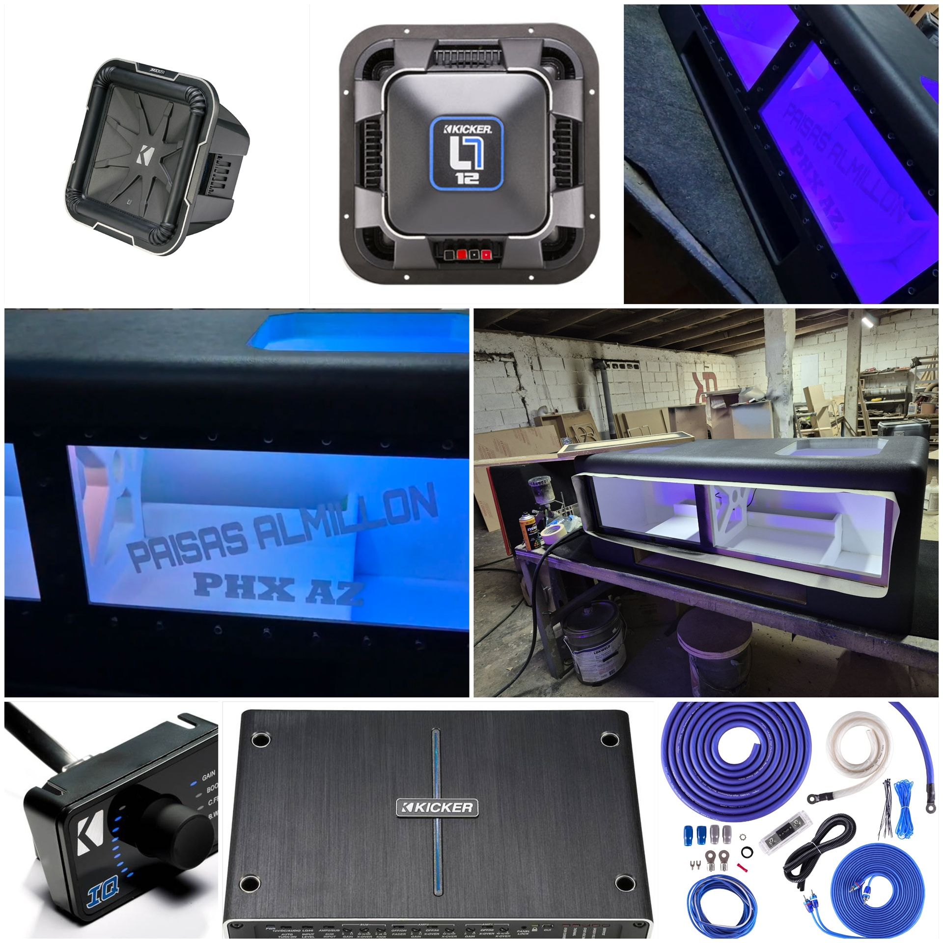 NEW POWERFUL BASS PACKAGE KICKER Q CLASS WITH BIG PORTED CUSTOM BOX RGB LIGHTS INSTALLED