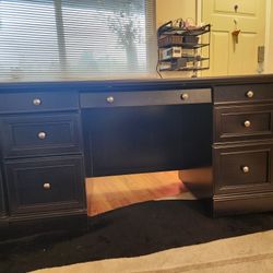 7 drawers, Executive Desk with 2 file cabinet drawers,Espresso Brown, Brownish Black