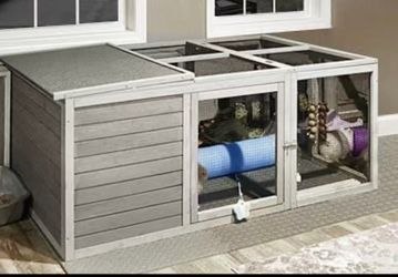 Large Outdoor Rabbit Hutch AIR28 with Extra-Large Run and PVC Floor, 17.46 ft² - Rabbit Hutch