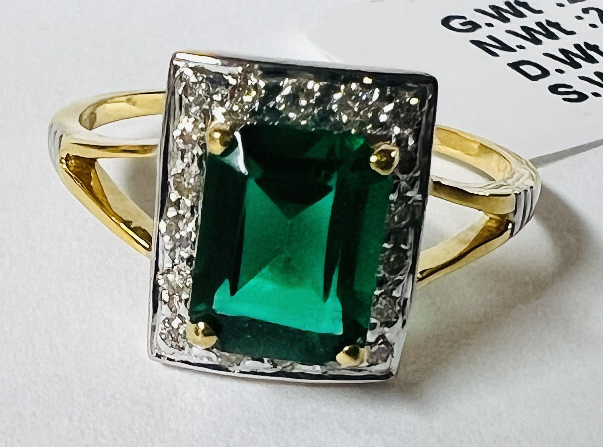Natural DIAMONDS Simulated Emerald 0.25 14kt Solid Yellow Gold Ring Size 7# NEW