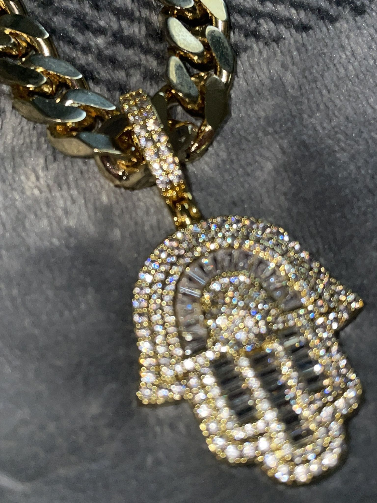 14k gold cuban chain & hamsa pendant set