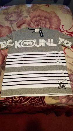 Ecko Unltd. Gray Striped Graphic T-Shirt