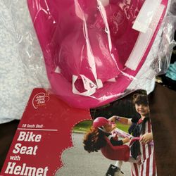 New York Doll 18 Inch Bike Seat With Helmet. Location West Lancaster, CA