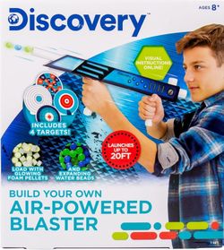 Discovery air powered blaster build your own blaster with glow in the dark pellets and targets