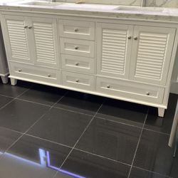 2” Double Sink Bathroom Vanity Solid Wood Fully Assembled Ready For Pick Up 