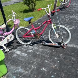 2 Kids Bikes And A Scooter
