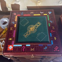 Franklin Mint 1991 Collectors Edition Monopoly Game Board Set Wood Case