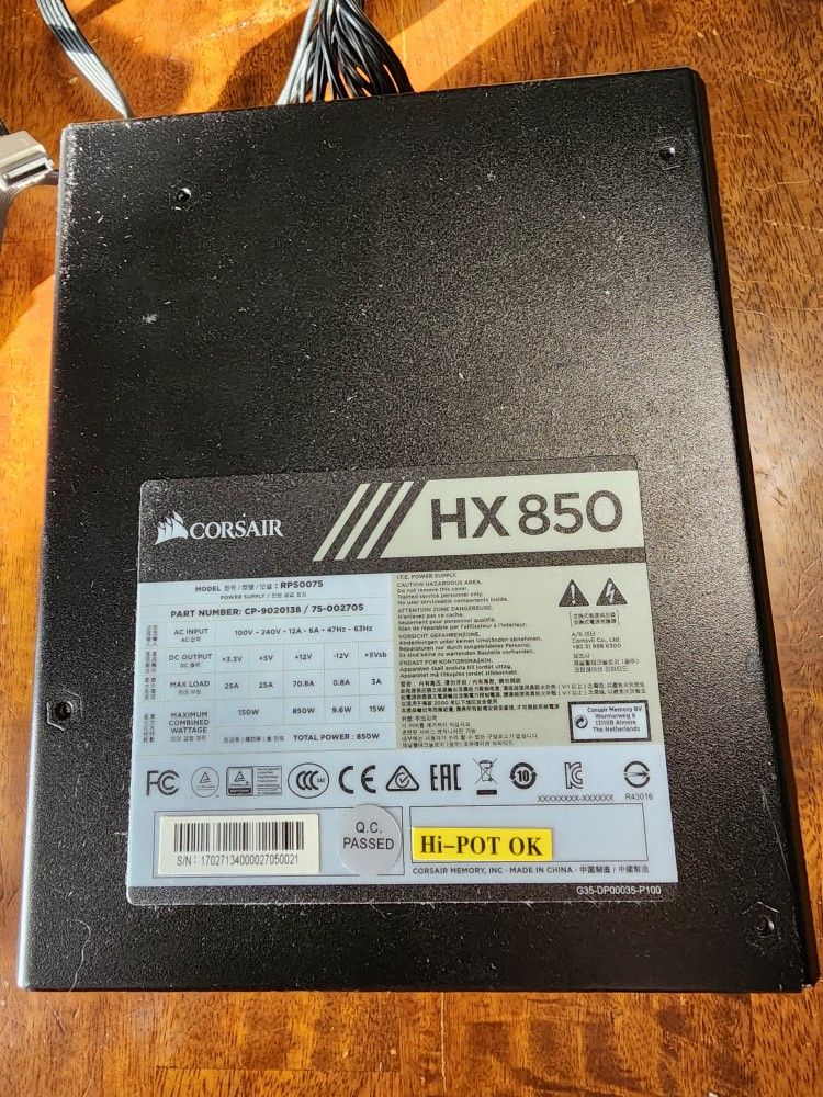 HX850 Corsair Power Supply