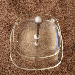 Clear Glass 2-Tier Serving Tray Appetizer Display Pastry Tray