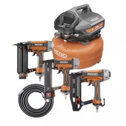 6 Gal. Portable Electric Air Compressor w/ Brad Nailer, Straight Finish Nailer, & Finish Stapler