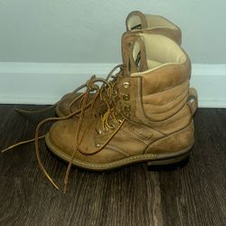VTG CAROLINA 120 PLUS THINSULATE  BROWN LEATHER LACE UP PACKER BOOTS 8.5 D