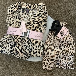 NEW Victoria Secret Cheetah Print Robe & Slippers Bundle PRICE IS FIRM 