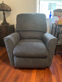 Lazybly Blue/Gray Fabric Upholstered Recliner Chair