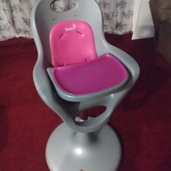 Boone Pink Grey Baby Highchair