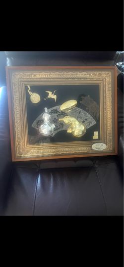 Framed Asian Gold Foil Art Piece