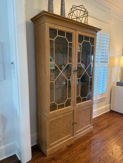 Wood Display Cabinet with Glass Doors