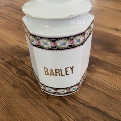 Antique 1920s Victorian China Barley Canister Czechoslovakia 