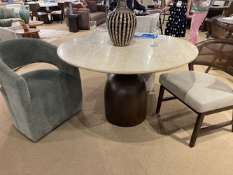 48” Round Marble Dining Table w/ Drum base