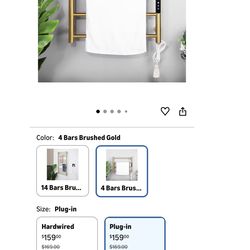 Heated Towel Rack Gold, 4 Bars Towel Warmer Rack for Bathroom (b4)