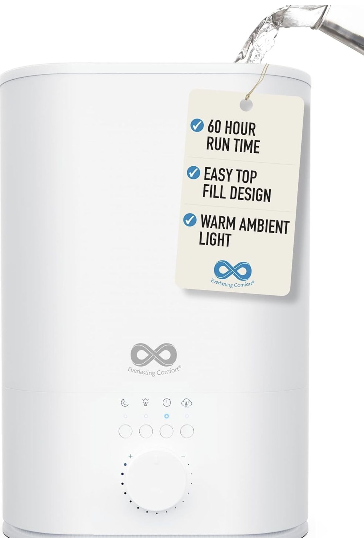 Humidifier 6L Large Room High Mist Output 60 Hour Runtime Ultrasonic Top Fill Humidifier Easy To Use And Clean Indoor