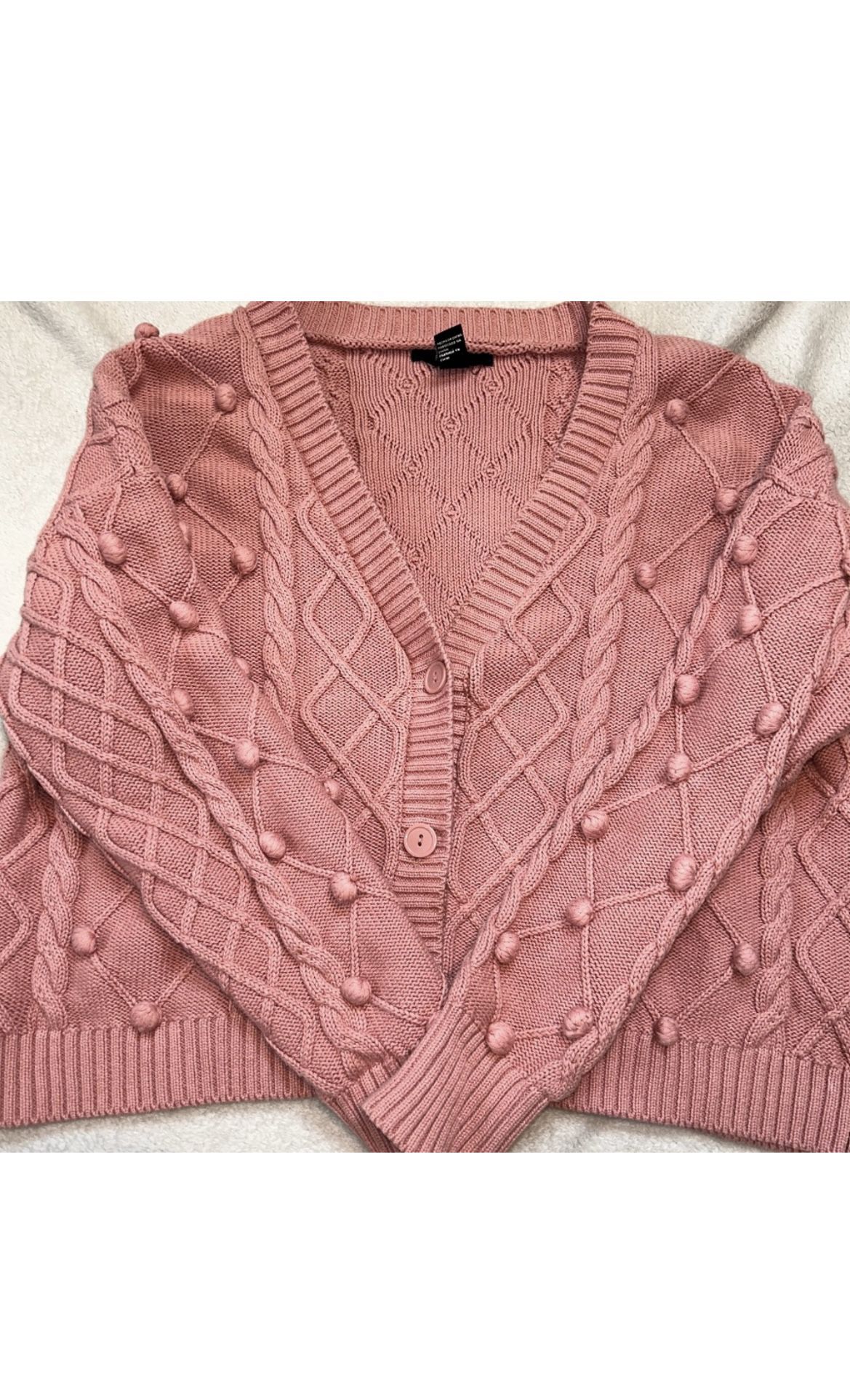 Forever 21 Pink Knit Sweater Cardigan