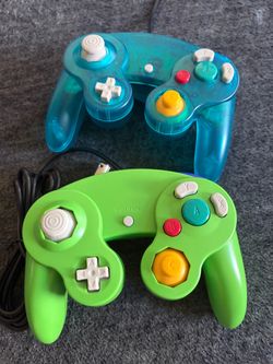 NGC Controller - Transparent Blue & Solid Green - compatible with Nintendo GameCube Console controllers