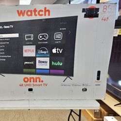 85 Tv $55 Down On Finacing Free Delivery. 6 Month Warranty.  85 Onn Tv smart 4K HDTV.