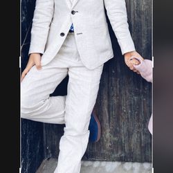 Boys Summer Wedding Formal Linen Suit With JCrew Shirt 