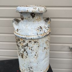 Vintage White Milk Canister Great For An Art Project 