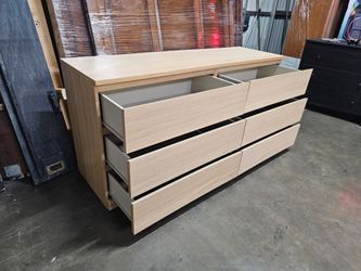 6-Drawer Double Dresser Light Oak Finish
