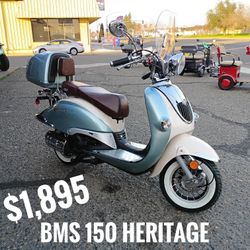 BMS 150 heritage classic scooter two tone $1,895 cash price plus taxes and fees 
