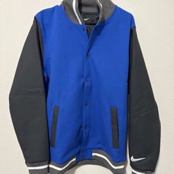Nike Team Letterman Jacket Men’s Medium Royal Blue Snap Button Swoosh DJ5971-493