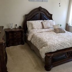 Bed With Night Stand And A Dresser Queen Size 