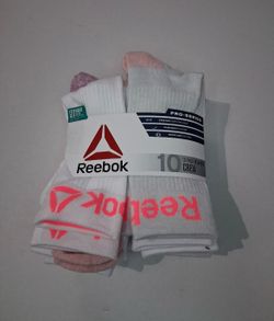 Reebok Women's Pro Series Cushioned Crew Socks, 10-Pack size 9/12.   (AB)
