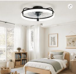 NIB: 20” black ceiling fan w light & remote