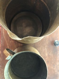 Vintage French Copper Set Ewer Pitcher Kitchen Vase