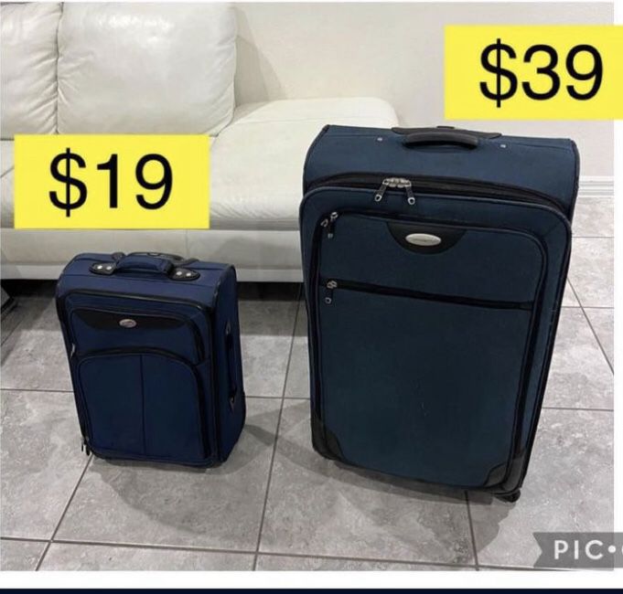 Samsung big luggage suitcase $39, carry on $19 / Maletas usadas