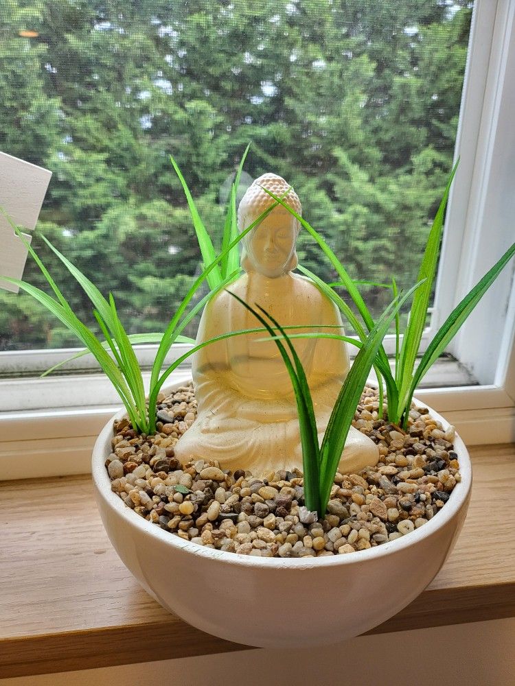 Fake Plant Buddha Decor 