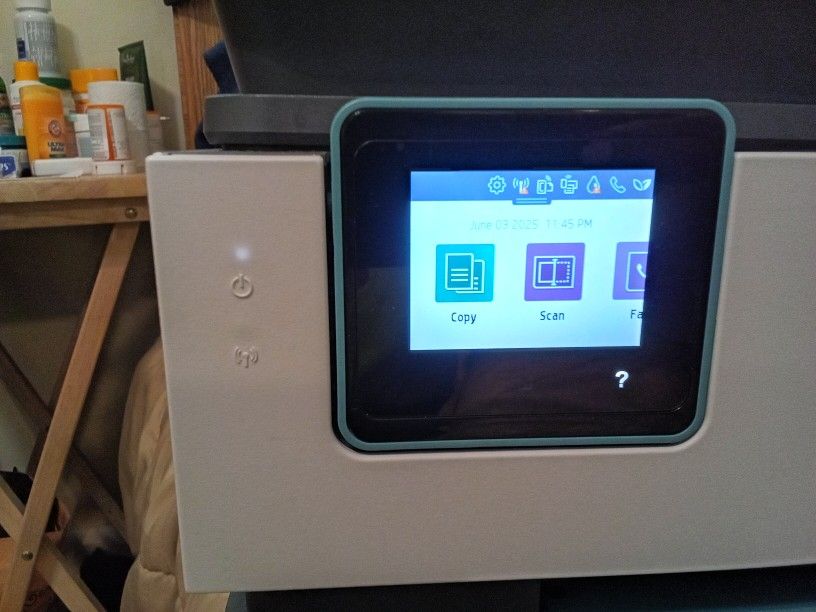The image shows an HP OfficeJet Pro 8028 All-in-One Printer. This printer is designed for home offices and small businesses and offers printing, scann