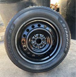 1 GOOD USED RIM & TIRE FOR SPARE TOYOTA COROLLA 16X6 1/2  5X100  205/55R16 STARFIRE TIRE $50 PICKUP ONLY