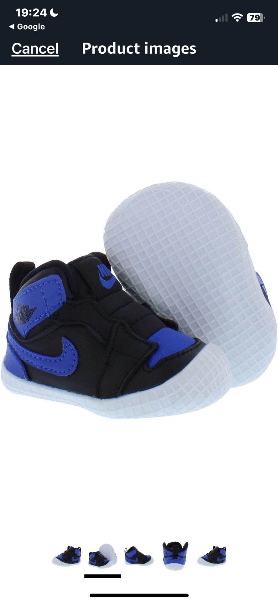Nike Air Jordan 1 Toddler Varsity Royal Black Blue Crib Bootie Size 1c
