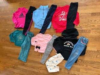 Size 6 Bundle of Six Girls Outfits (6 tops / 6 bottoms) & One Pair Sweatpants