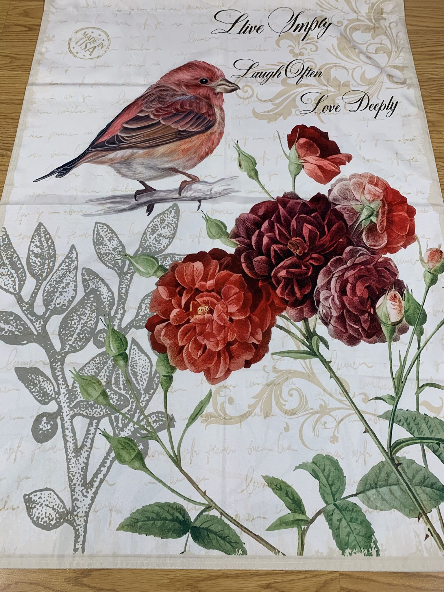 Beautiful bird and floral Garden Flag