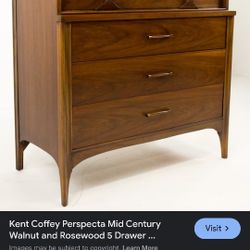 Kent Coffey Vintage Walnut And Rosewood Dresser