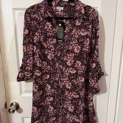 Women’s Size 16 Tunic Length Top.  Floral print.  Sleeves have buttons to roll up.  Brand new with tags.  Smoke free home  Will combine listings befor