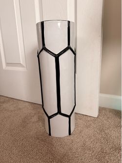 Large, tall, ceramic white/black decorative vase