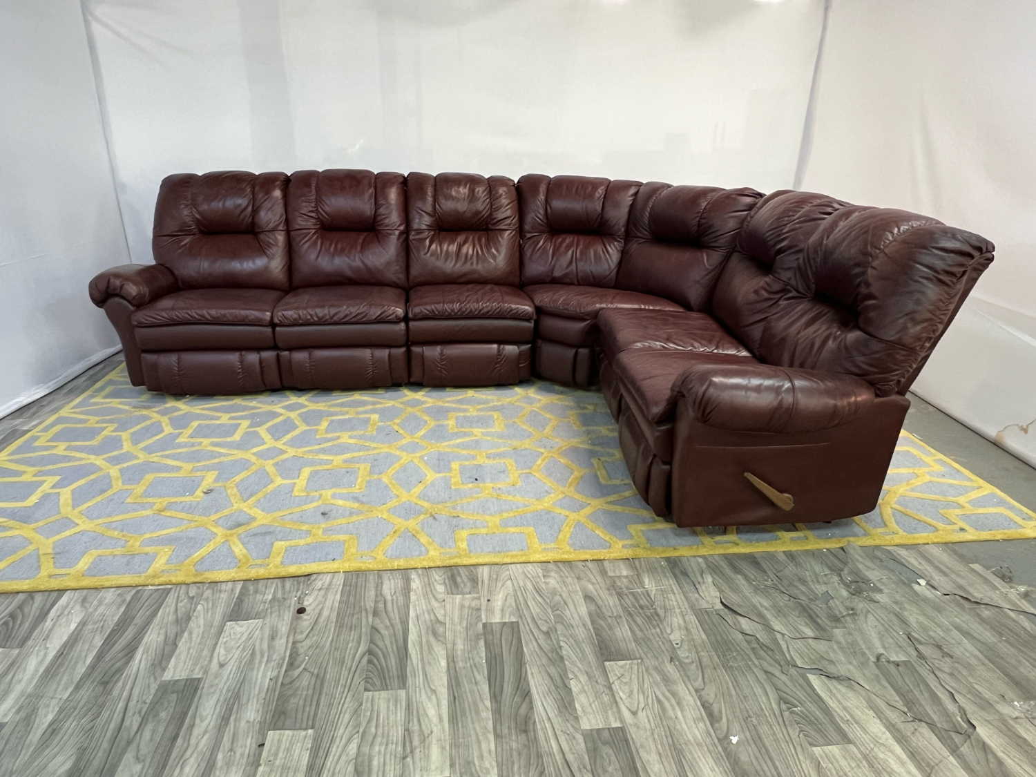 ( Delivery Available ) Large Leather Dark Brown Sectional Couch Recliner